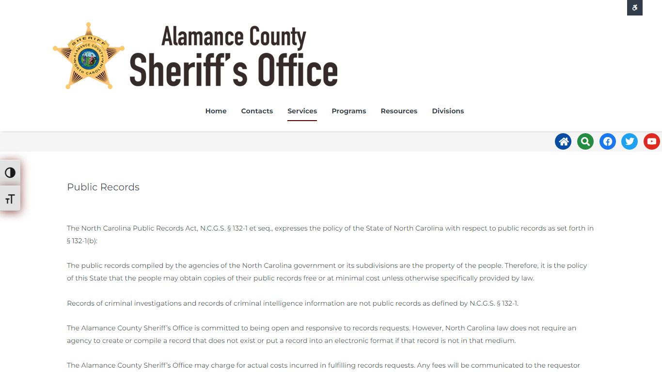 Public Records – Sheriff's Office - Alamance County, North Carolina